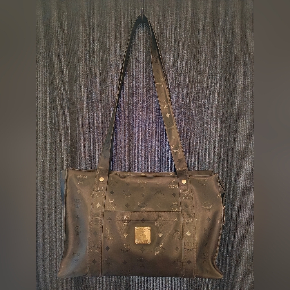 MCM Black Visetos Tote Bag